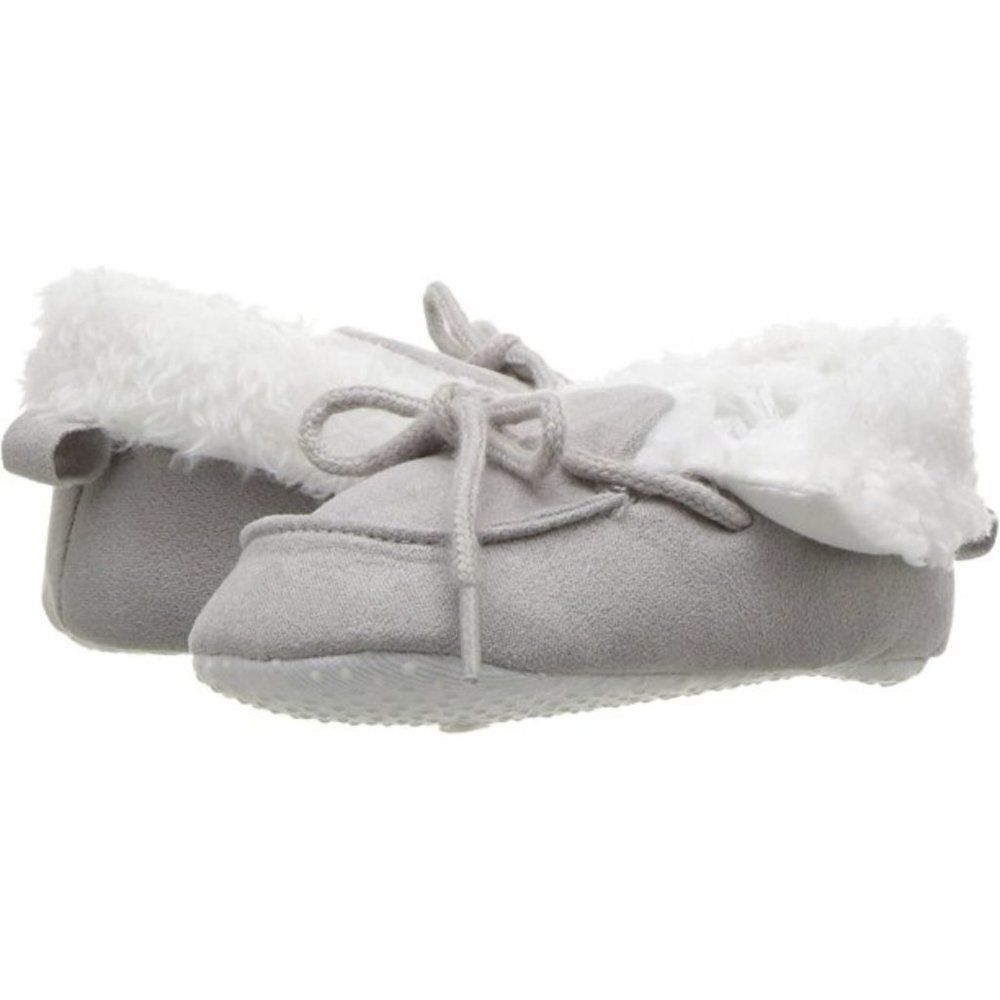Luvable Friends Baby Booties Unisex Infants Moccasin Shoes Gray Size 0-6 Months